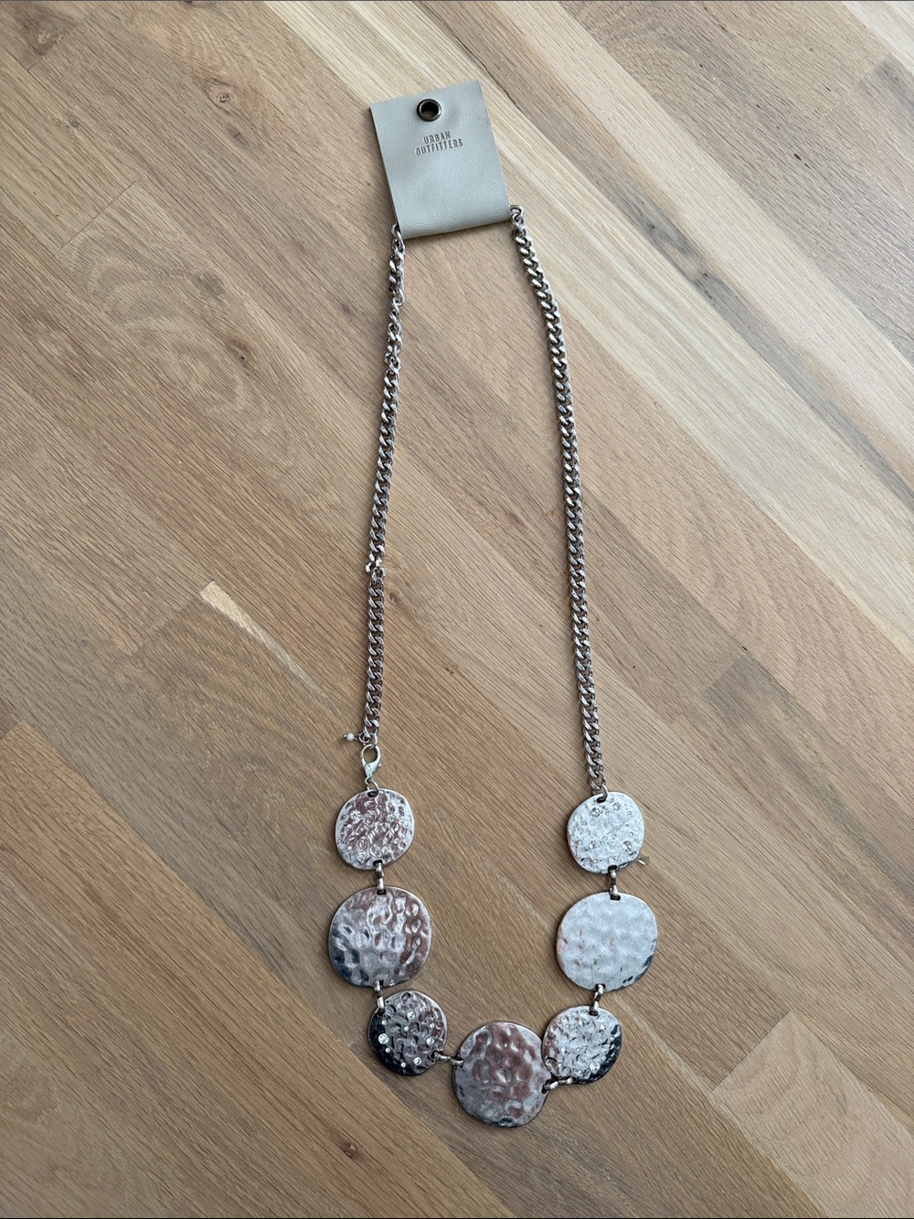 Urban Outfitters Silver Hammered Disc Necklace - Women Accessories Belts